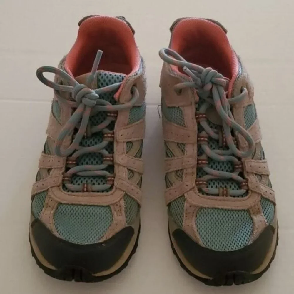Columbia Hiking Shoe Redmond Techlite Waterproof Size Kids Youth Teal Salmon 4